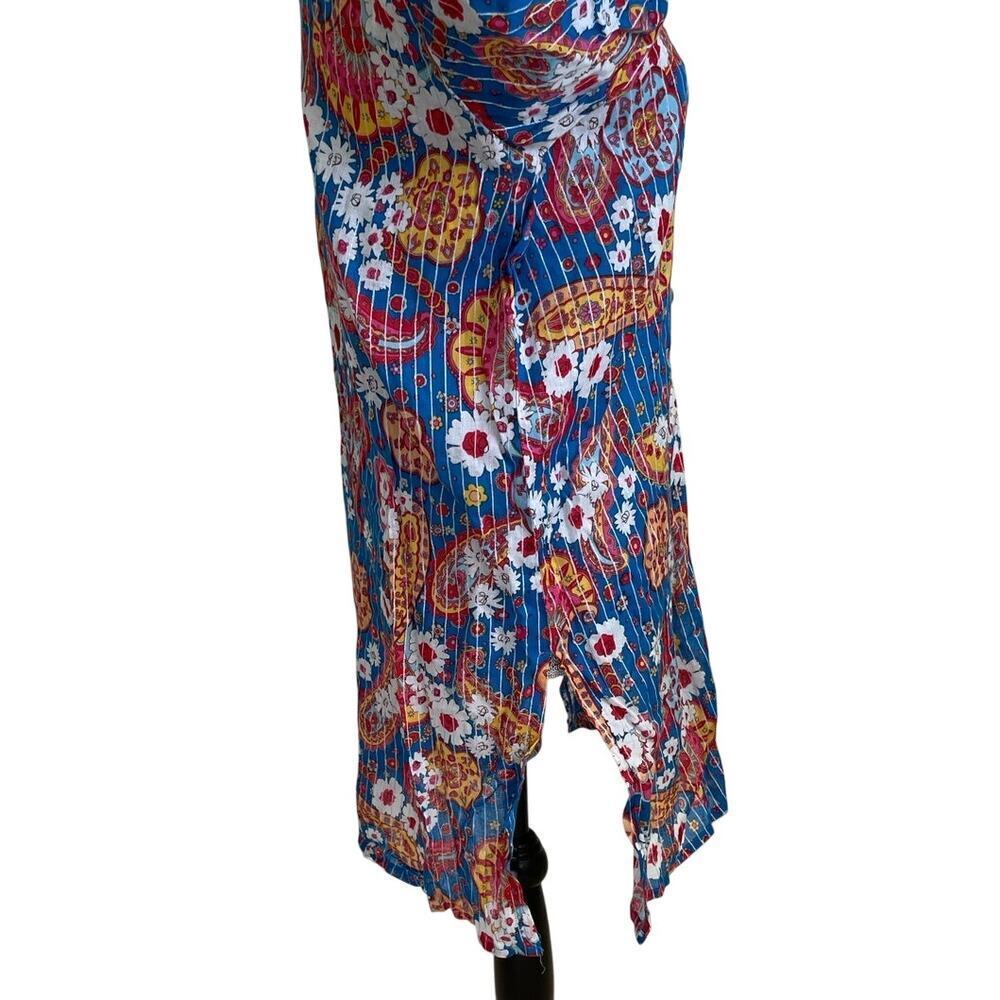 Flowers Brand Swimsuit Coverup Multi-colored Stripes 100% Cotton Women's SZ M/L - Picture 4 of 6